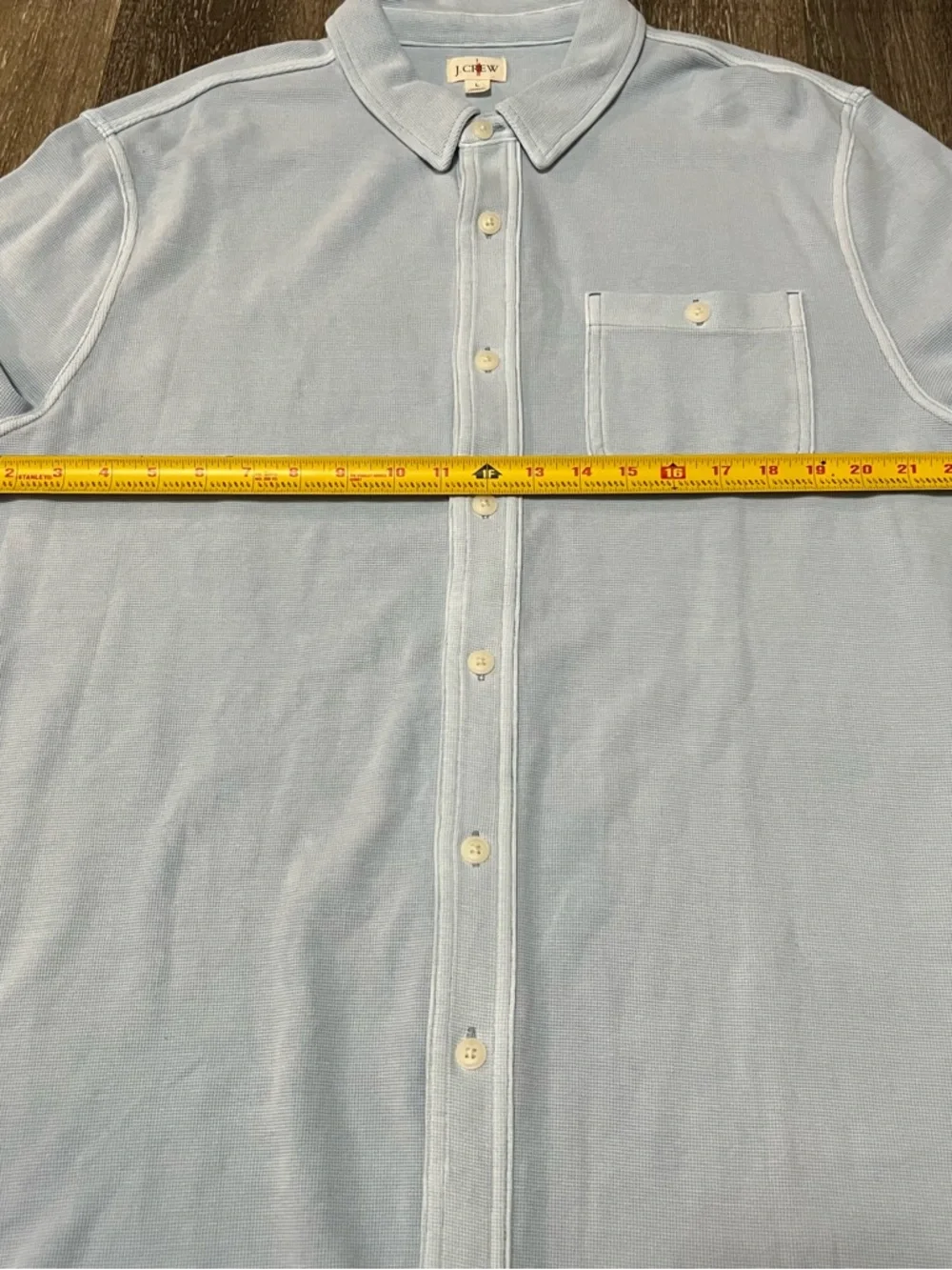 Vintage J.Crew Oarsman Waffle Knit Button Up Shirt Men Large Blue Featherweight